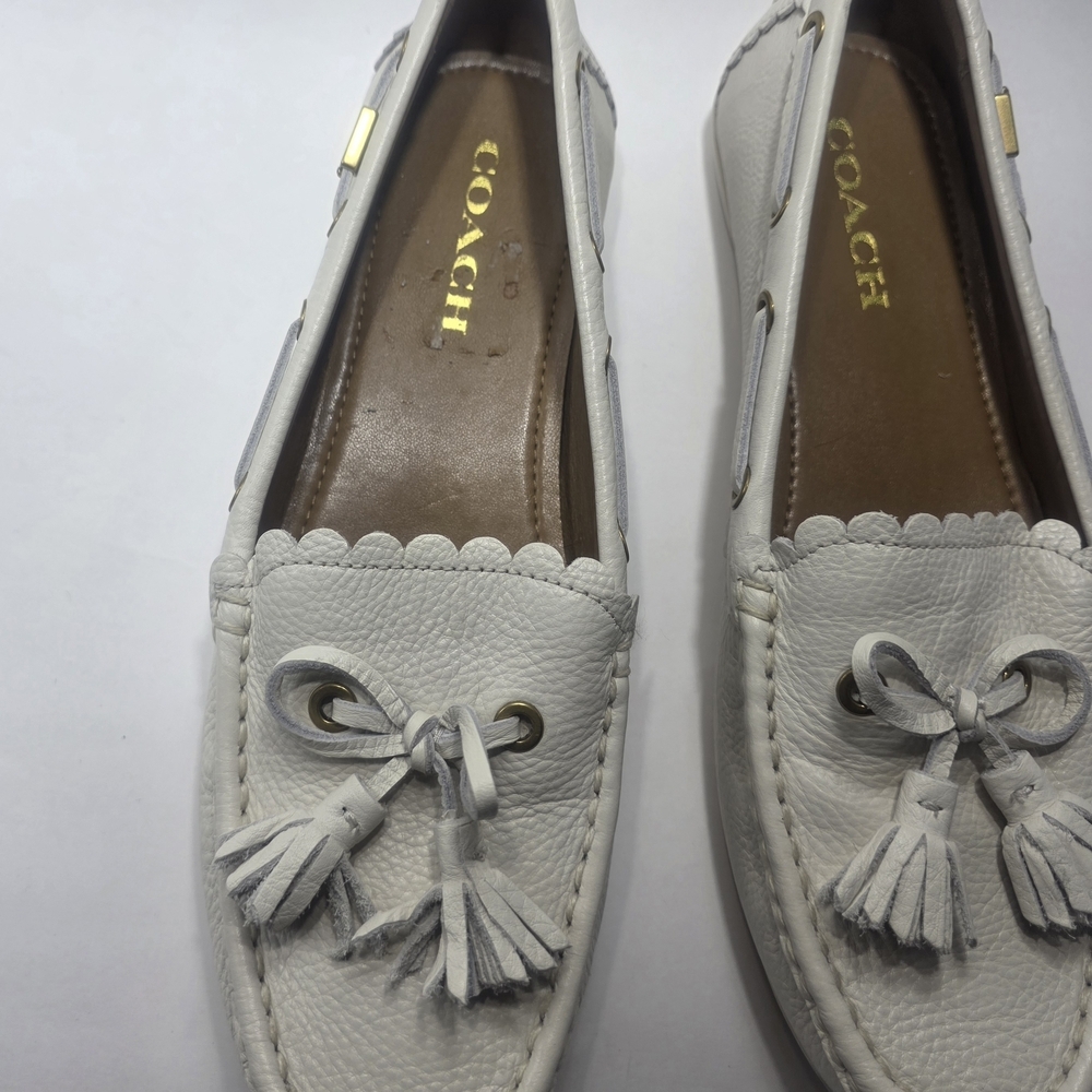 Coach White Leather Tassel Loafers Women’s US 9.5 Excellent Condition - Picture 5 of 9